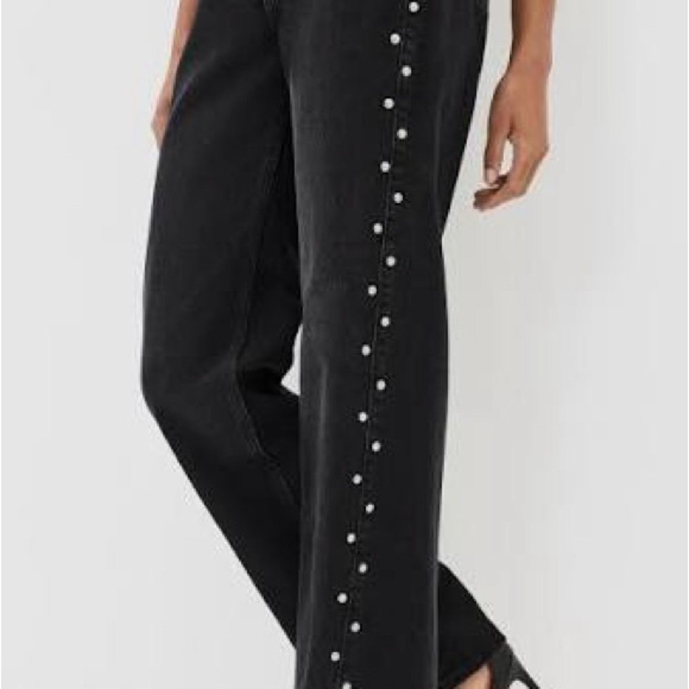 Reformation Cary High Rise Slouchy. Black Stud. Size 29